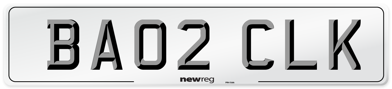 BA02 CLK Number Plate from New Reg